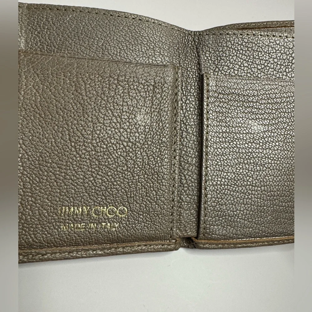 💖 #175 Jimmy Choo Nemo Star Studded Metallic Leather Tri-fold Compact Wallet